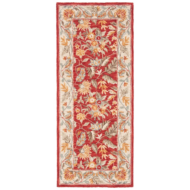 SAFAVIEH Handmade Chelsea Ashlyn French Country Floral Wool Rug - 1'8" x 2'6" - Red