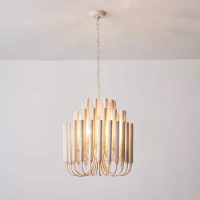 20 in. 5-Light Modern Off-White Chandelier - 19.7" D x 19.7" W x 23.7" H