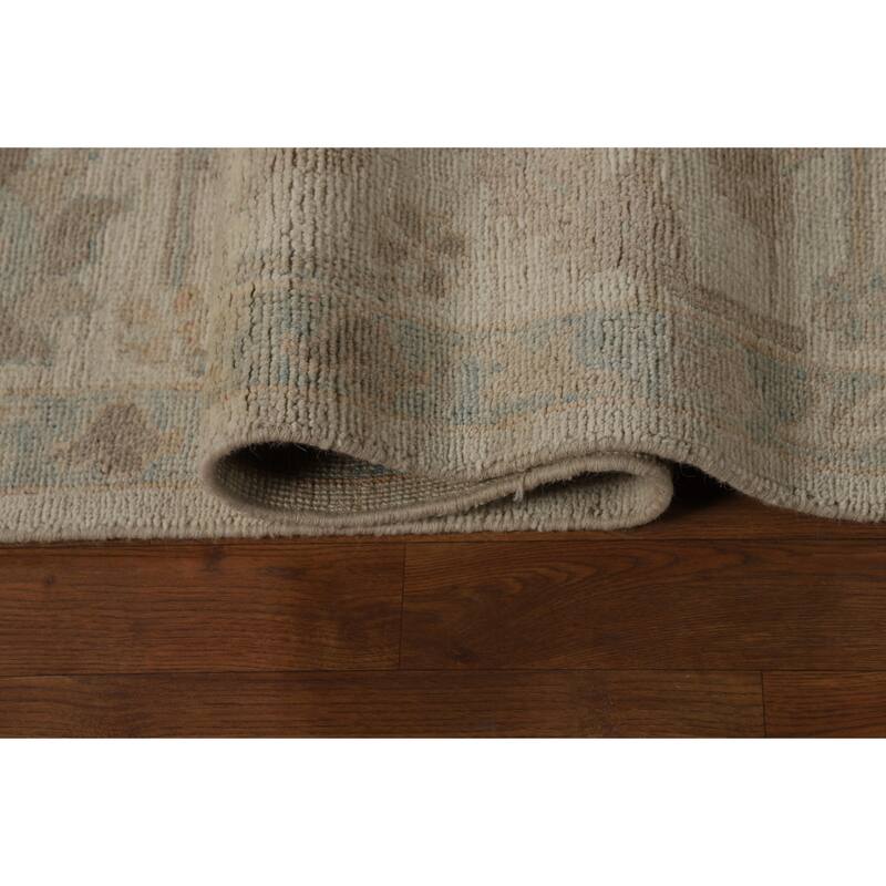 Beige Oushak Turkish Area Rug Handmade Vegetable Dye Wool Carpet - 8'2" x 10'2"