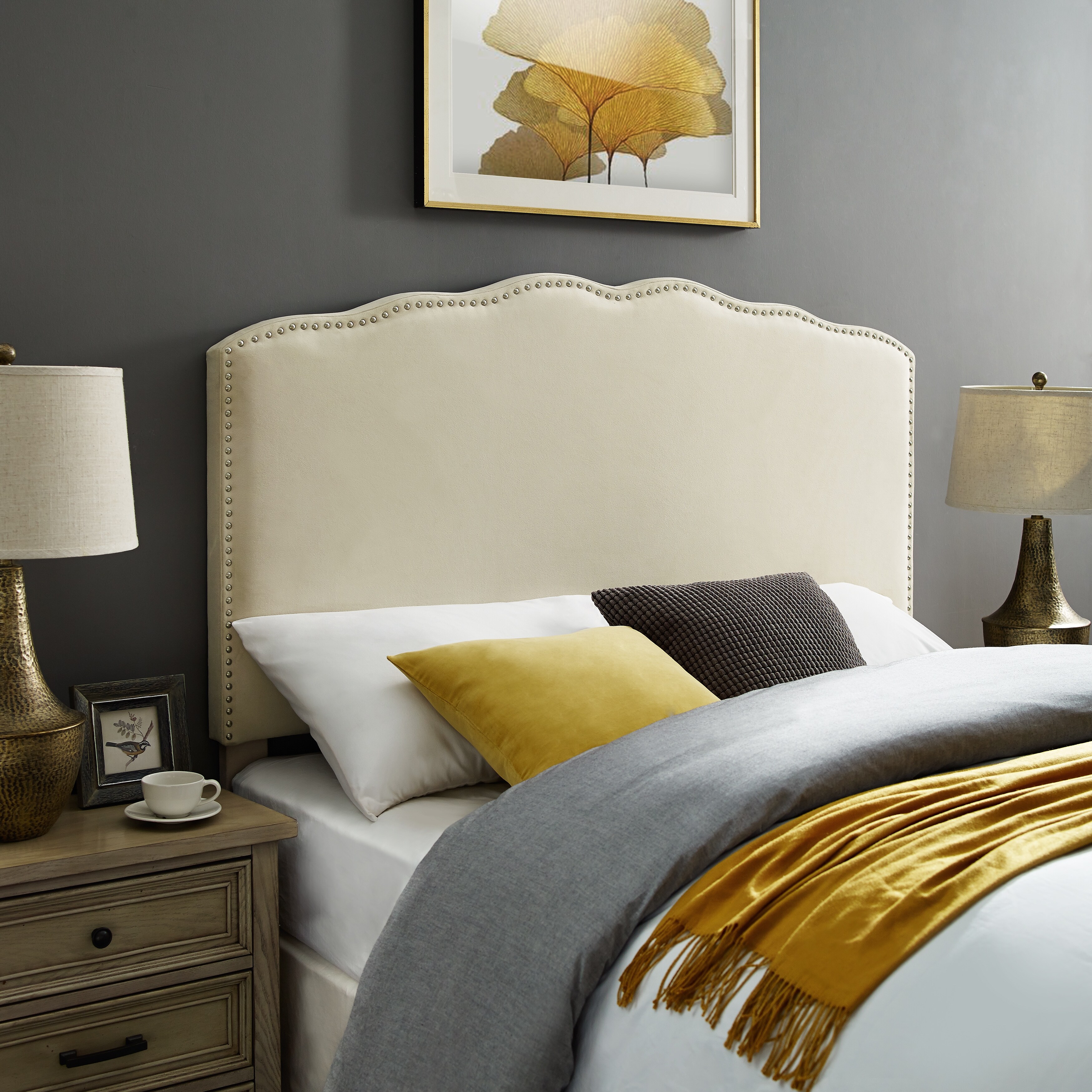 White scalloped best sale headboard