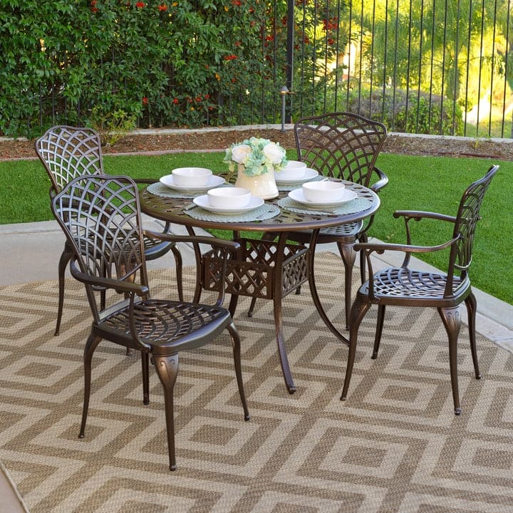 Kinger Home Arden 5Piece Outdoor Dining Set for 4, Cast Aluminum On