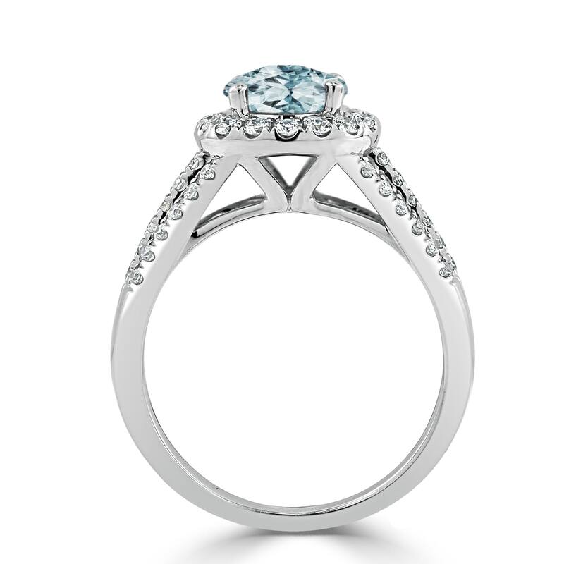Auriya Modern 1 1/3ct Aquamarine and Halo Diamond Engagement Ring 1/2cttw 14k Gold