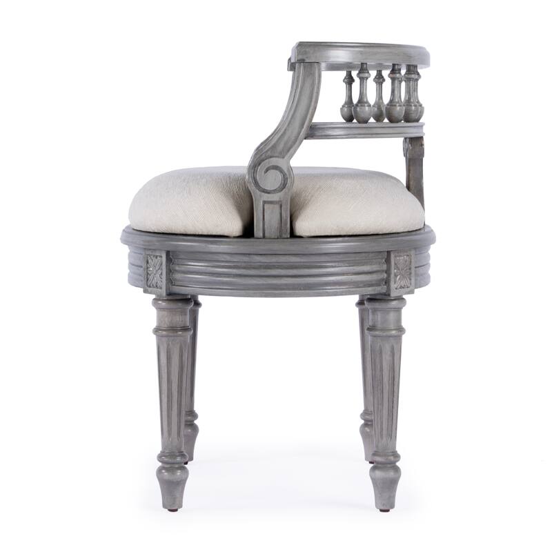 Hathaway 22.5 in. W Oval Upholstered and Wood Traditional Vanity Seat