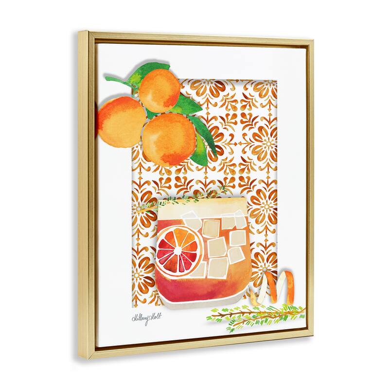 Stupell Mediterranean Pattern Negroni Framed Floater Canvas Wall Art Design By Hillary Holt