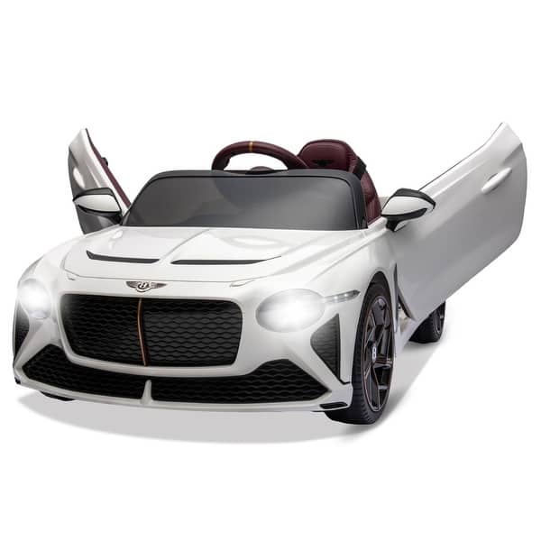 slide 2 of 24, 12V Ride on Car, Licensed Bentley Bacalar Kids Electric Car w/Parent Remote Control White