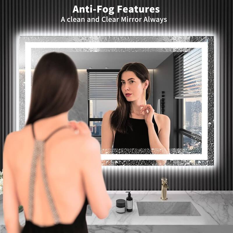 48x32 Inch Frameless LED Bathroom Mirror,Smart Mirror