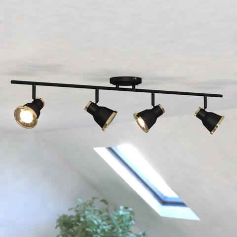 Fairhaven 4 Light LED Black Urban Loft Adjustable Ceiling Spot Light - 36-in W x 8-in H x 5-in D