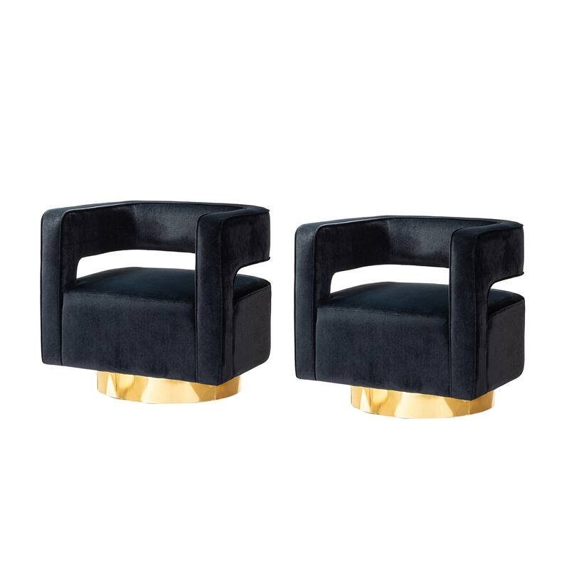 Carisa Modern Upholstered Swivel Open-Back Barrel Chair with Golden Base by HULALA HOME