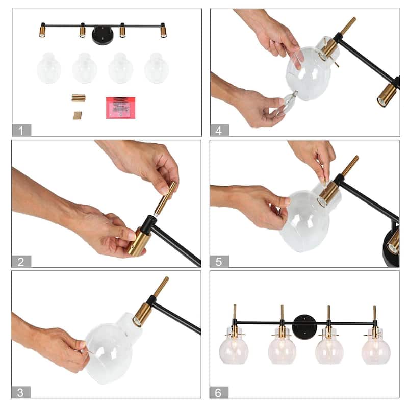 4-Light Black Gold Linear Modern Wall Sconce