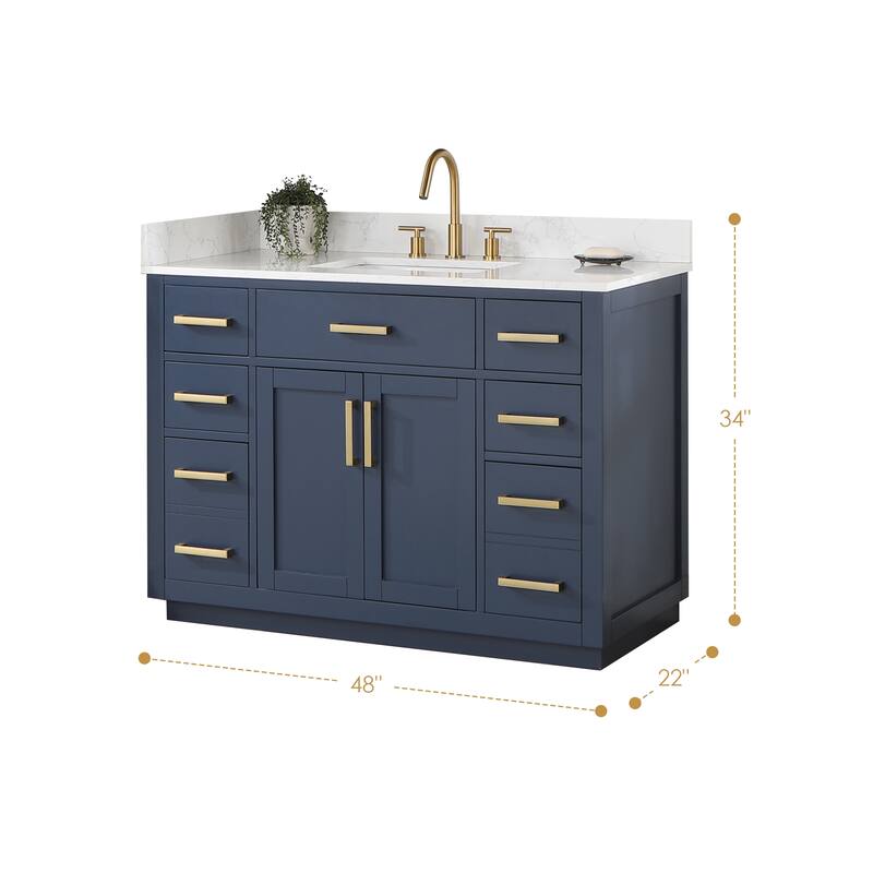 Altair Gavino Bath Vanity with Grain White Composite Stone Top and Mirror