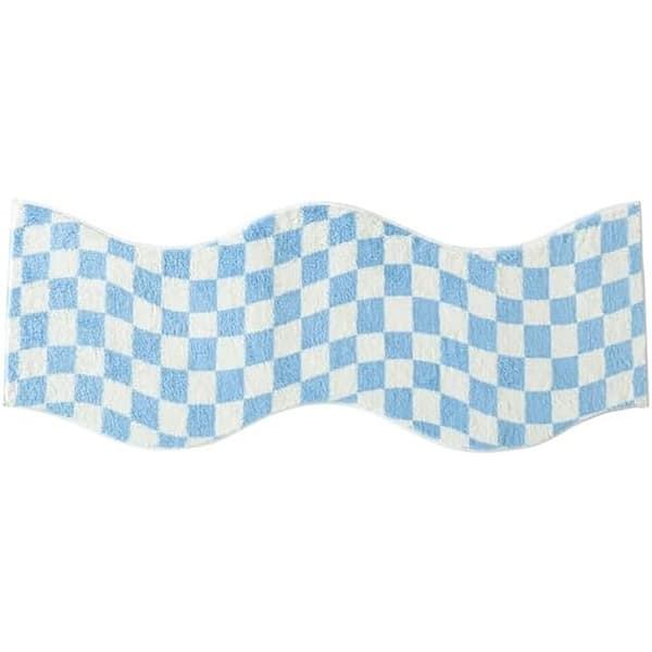 slide 2 of 5, Urban Lifestyle Wavy Blue Checkerboard Runner Rug - N/A
