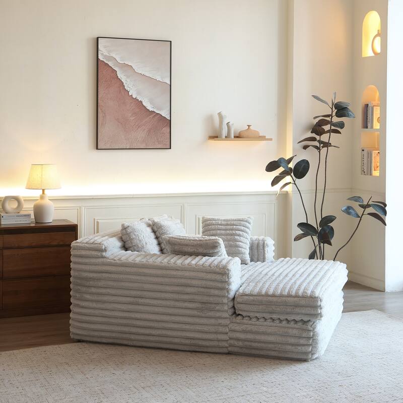68.5x57'' Plush Chaise Lounge Indoor Sofa Bed with Pillows
