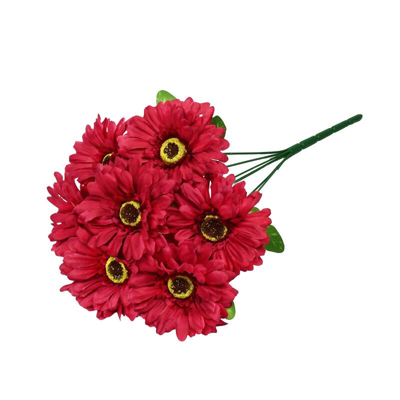 Set of 3 Red Artificial Gerbera Daisy Flower Stem Bush Bouquet 16in 16" L x 10" W x 10" DP