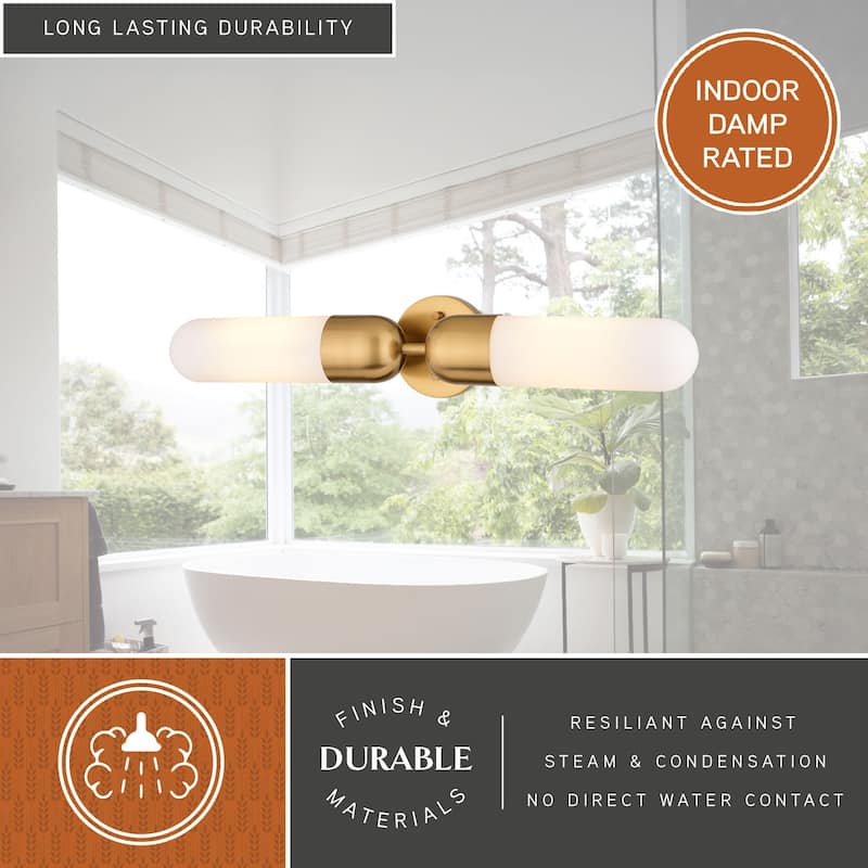 Thalia 24.75 in. Bath Bar Vanity Light White Glass Shade