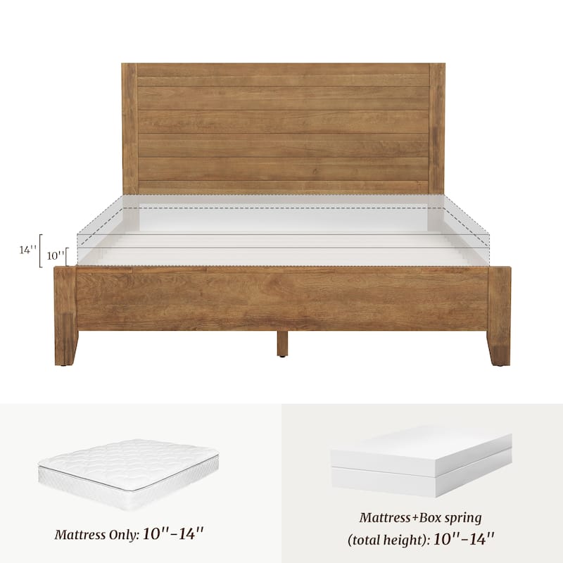 Modern Full/Queen/King Size Solid Wood Platform Bed with Headboard