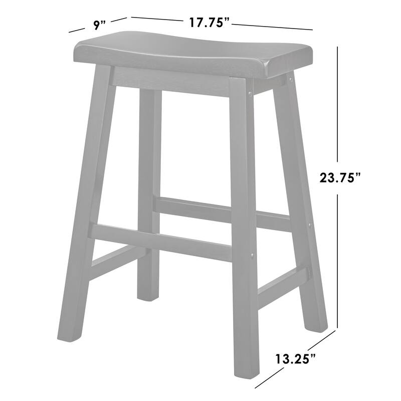 Simple Living Jalen Solid Wood 24-inch Saddle Stool (Set of 2)