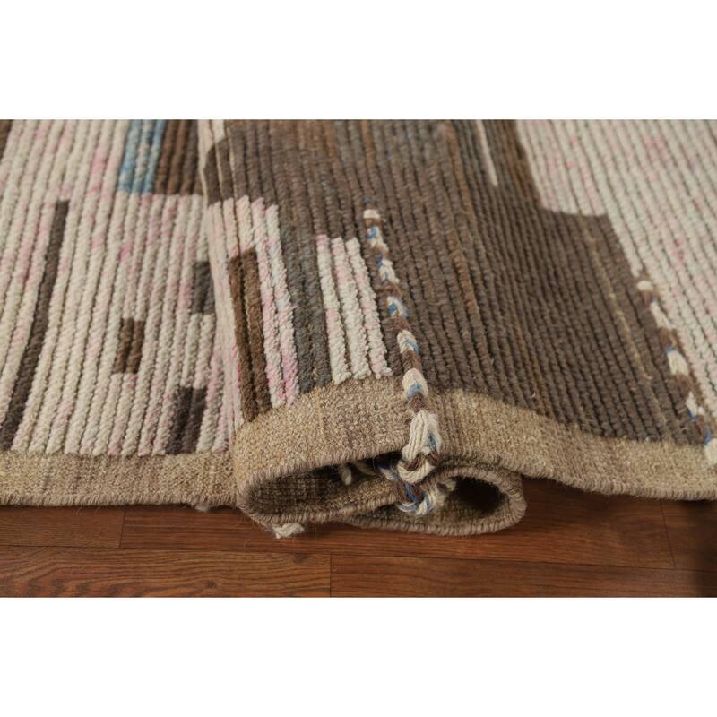 Abstract Moroccan Modern Area Rug Handmade Wool Carpet - 8'0" x 11'11"