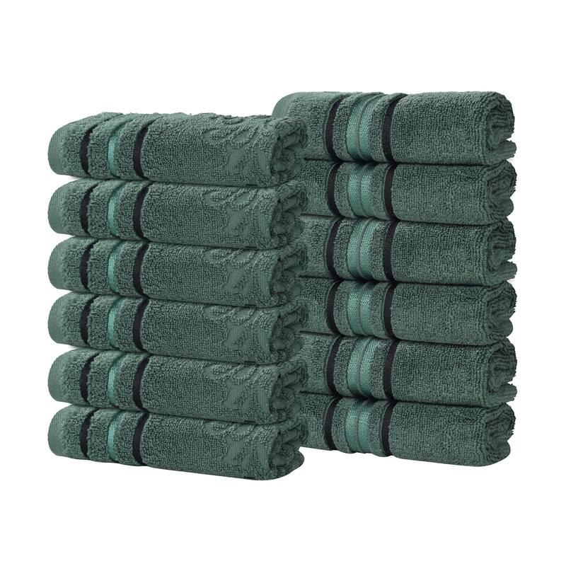 Superior Sadie Zero Twist Cotton Solid and Floral Washcloth Set of 12