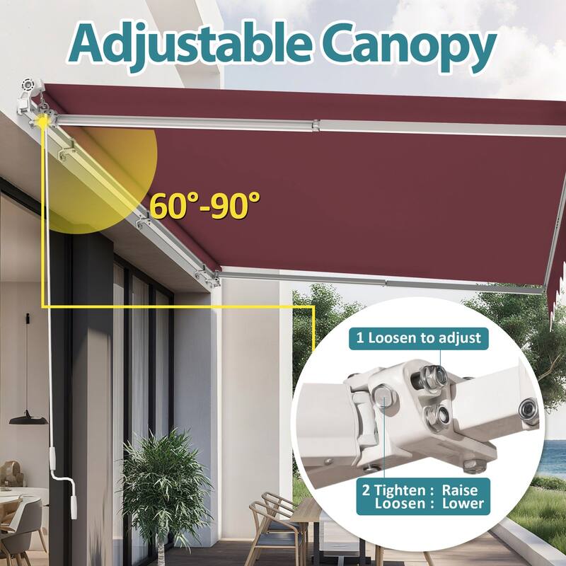 MCombo13x8Feet Manual Retractable Patio Door Window Awning Sunshade Shelter Outdoor Canopy
