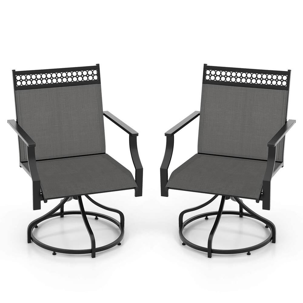 Costway Patio Swivel Dining Chairs Set of 2 with Quick-Drying Fabric - 2 PCS