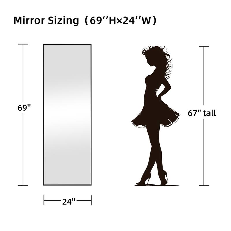 Aluminum Alloy Fine Edge Right Angle Full Length Mirror