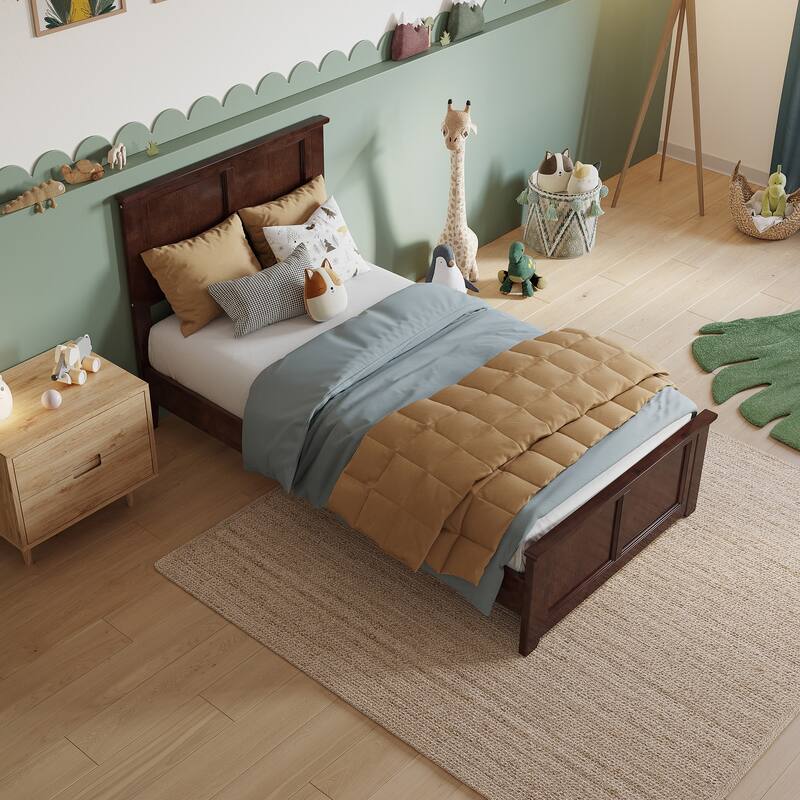 Charlotte Solid Wood Low Profile Platform Bed with Matching Footboard