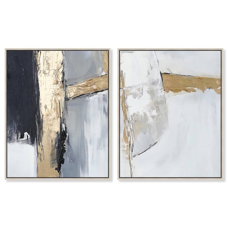 Cracks of Creation II Canvas Set of 2 by Art Remedy - 30" x 36" - Silver