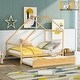 preview thumbnail 1 of 5, Full Size Wooden House Bed with Twin Size Trundle Natural