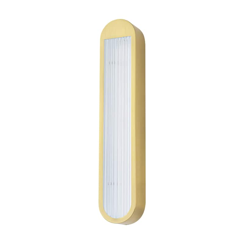Rennnsan 25.6" 1-Light Modern Brass/Black Linear Bathroom Vanity Light with Ribbed Glass Shade