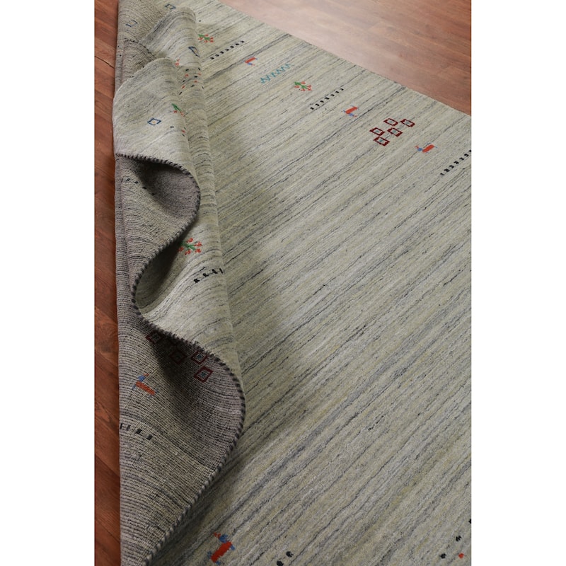 Hand Knotted Oriental 100% Wool Carpet Tribal Animal Pictorial Greys & Charcoal Gabbeh Area Rug - 8' 1'' X 5' 7''