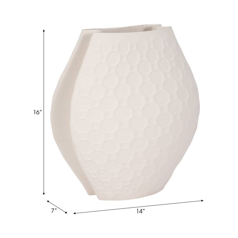 Sagebrook Home Elphantine 3D Printed Vase, Ivory/Beige, Bud, Texture