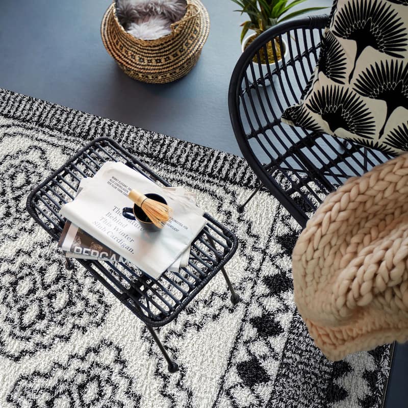 Geometric Shag Rug - Anthracite Dark Gray - Durable Rug for Living Room, Bedroom, or Entryway - Easy to Maintain