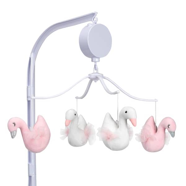 slide 2 of 5, Bedtime Originals Blossom Pink/White Swan Musical Baby Crib Mobile