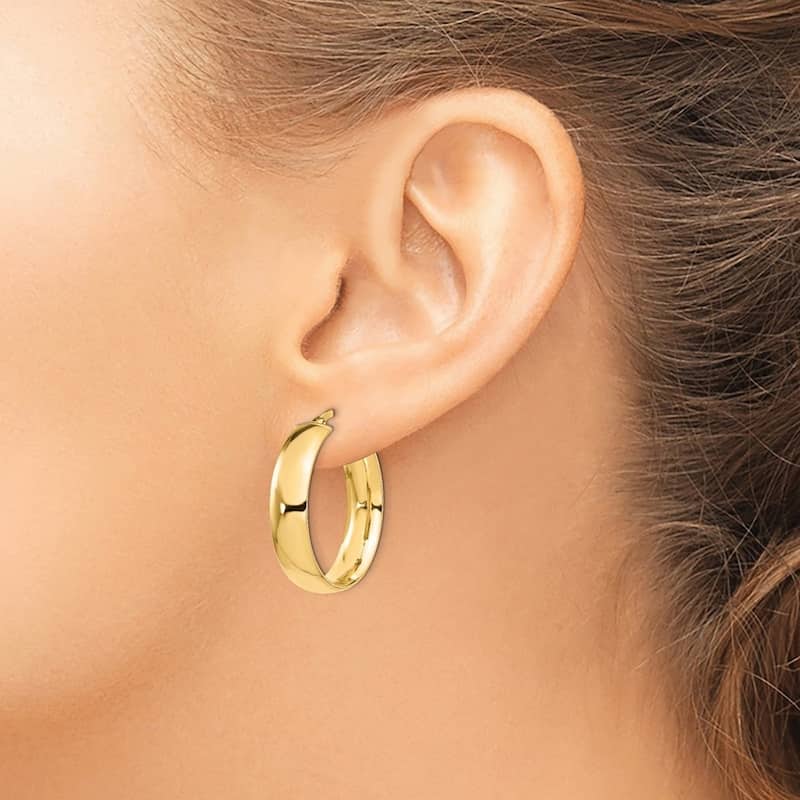 Curata 14k Yellow Gold High Polished 24x6mm Hoop Earrings