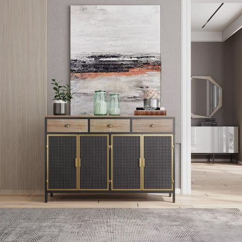Accent Storage Cabinet, Mid Century Freestanding Sideboard Buffet with 3 Drawers, Entryway Console Table, TV Stand