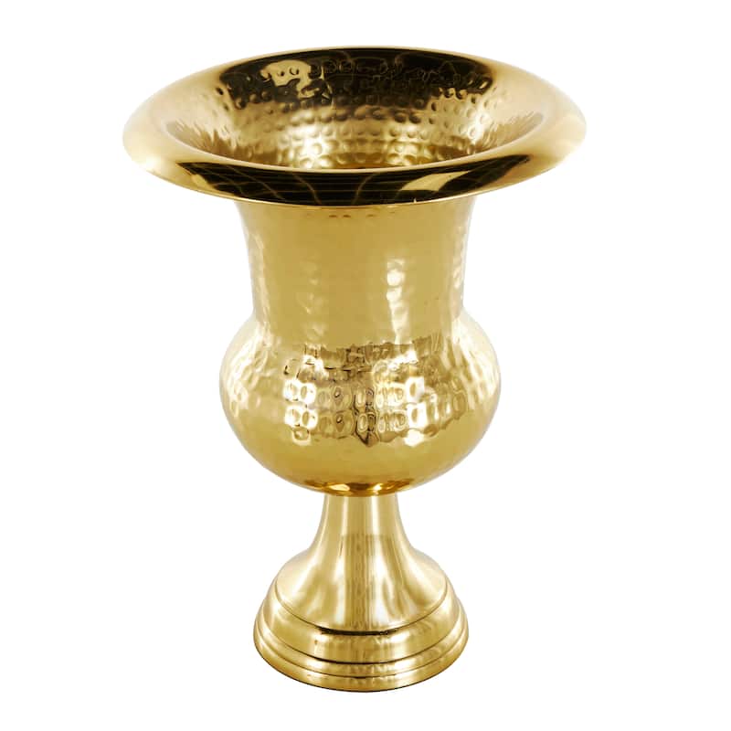 Gold or Silver Aluminum Metal Goblet Inspired Hammered Vase