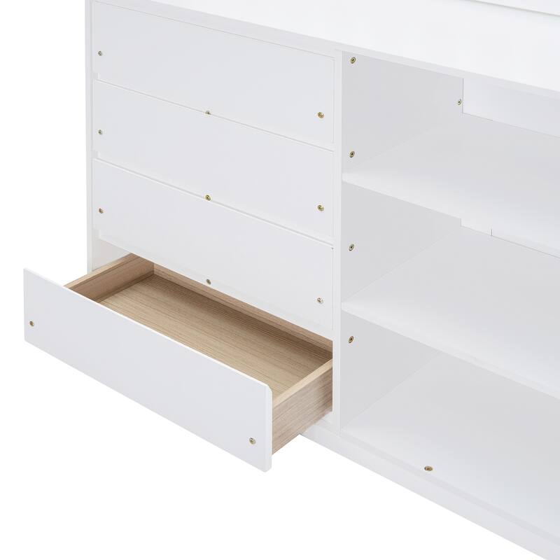 Bunk Bed with 4 Drawers and 3 Shelves