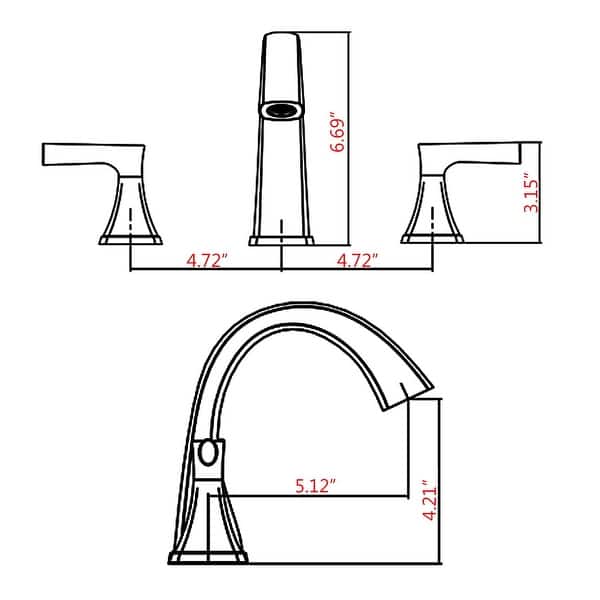 dimension image slide 0 of 2, Vanityfair 8" Widespread Double Handles Bathroom Sink Faucet with Drain Assembly