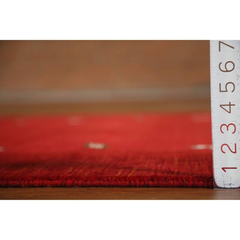 Hand Knotted Oriental 100% Wool Carpet Tribal Tribal Red Gabbeh Area Rug - 7' 6'' X 5' 4''