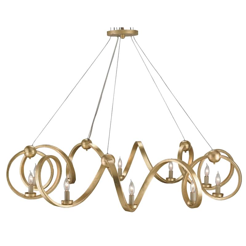 Currey & Company Ringmaster Gold Chandelier - 10.25"h x 46"dia - 10.25"h x 46"dia - Dutch Gold Leaf