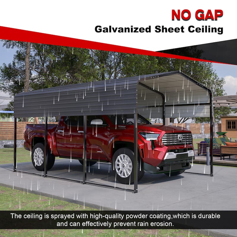 GDFStudio - Oliver Heavy Duty Outdoor Metal Carport with Waterproof Tarpaulin and Reinforced Base