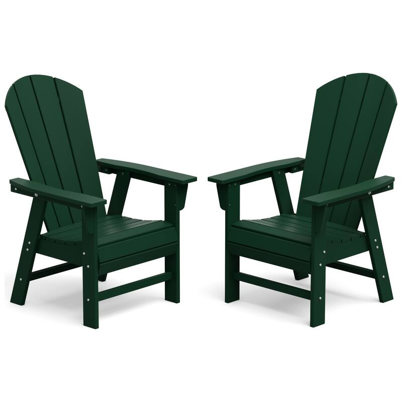 Polytrends Laguna Casual Upright Adirondack Chair (Set of 2) - Dark Green