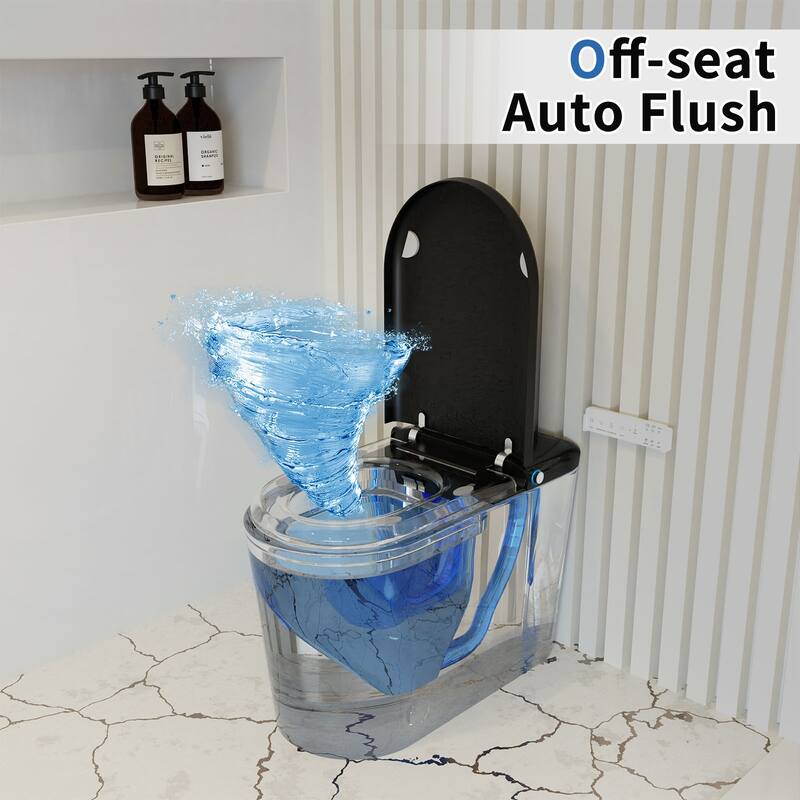Smart Tankless Toilet with Built-in Bidet Auto Open/Close Lid, Heated Elongated Seat, Foot Sensor Flush, LED Display