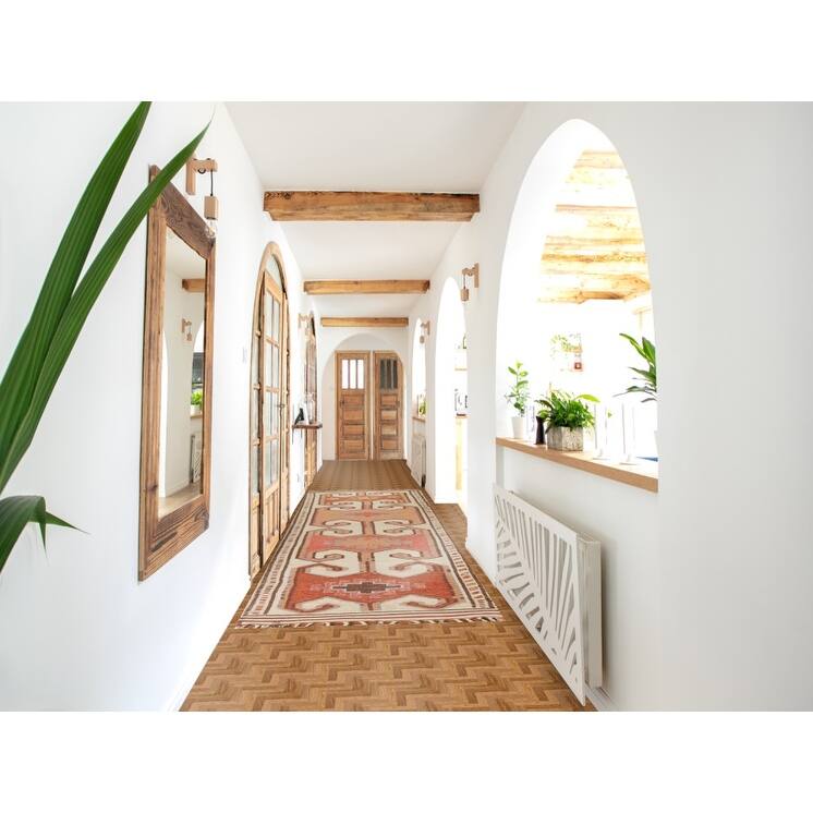 Turkish Anatolian Natural Dye Runner Rug Handmade Wool Carpet - 3'5"x 13'5"