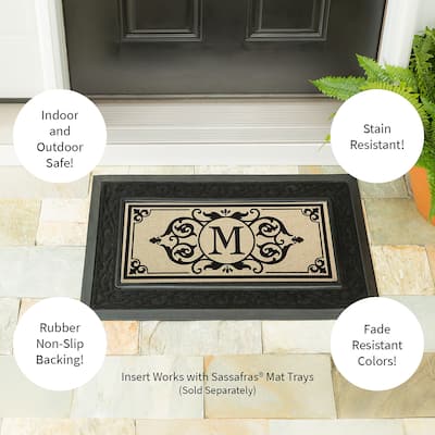22 in. x 10 in. Cambridge Monogram Burlap Sassafras Switch Mat, Letter M