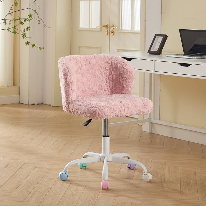 Furniture Office Chair,Artificial Home Office Chair with Metal Base,Adjustable Desk Chair Swivel Office Chair,Vanity Chair