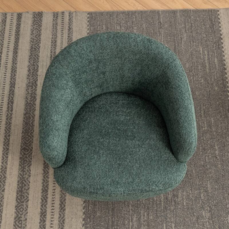 Modern Chenille Fabric Accent Swivel Chair with Gold Metal Round Base