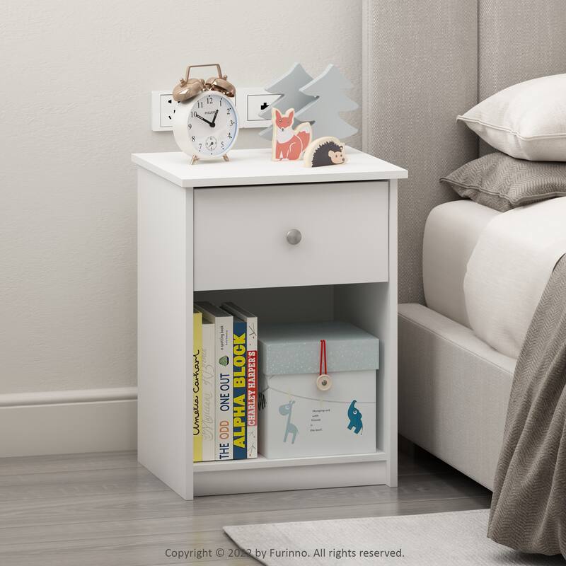 Furinno Lucca Nightstand with One Drawer, 1-Pack