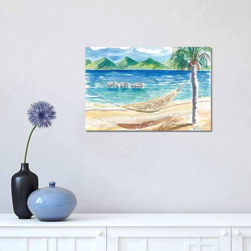 iCanvas "Chilling In The South Sea With Hammock Beach And Polynesian Dreams" by Markus & Martina Bleichner Canvas Print - 12x18x1.5