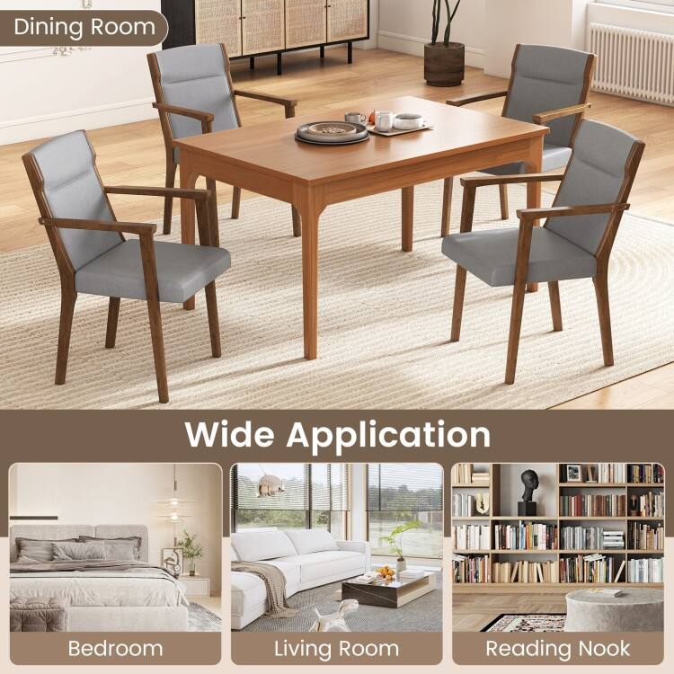 Grey Rubber Wood High-Back Accent Chairs Set of 2 with Fabric and Foam - 25.5" x 22" x 35.5"